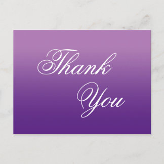 Lavender Purple Ombre Calligraphy Thank You Postcard