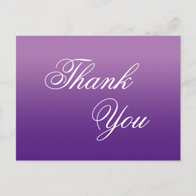 Lavender Purple Ombre Calligraphy Thank You Postcard (Front)