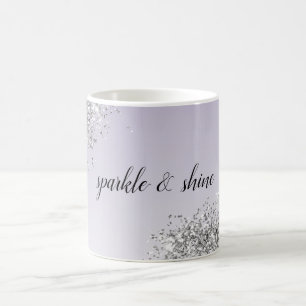 Lavender Purple Ombre Silver Glitter Sparkle Coffee Mug