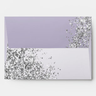 Lavender Purple Ombre Silver Glitter Sparkle Envelope