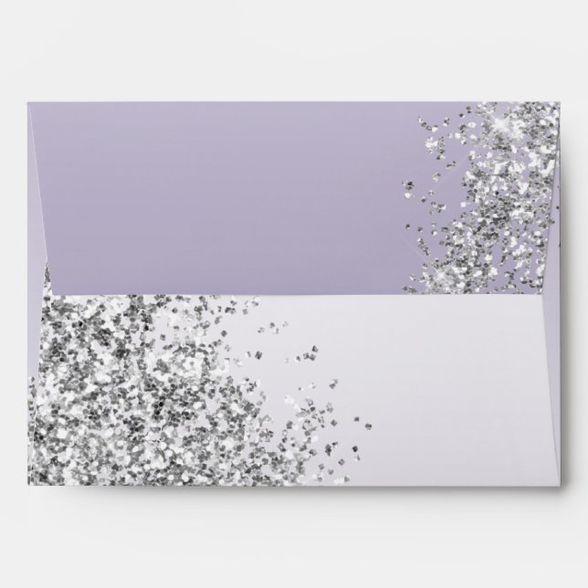 Lavender Purple Ombre Silver Glitter Sparkle Envelope (Back (Top Flap))