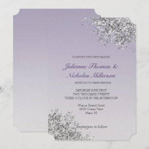 Lavender Purple Ombre Silver Glitter Sparkle Invitation