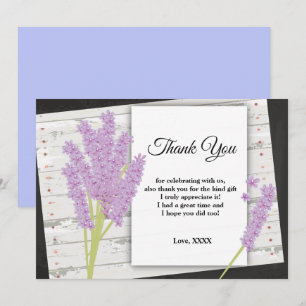 lavender, purple,  party, thank you card