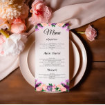 Lavender Purple Peach Pink Floral Wedding Menu<br><div class="desc">Lavender Purple Peach Pink Floral Wedding Menu</div>