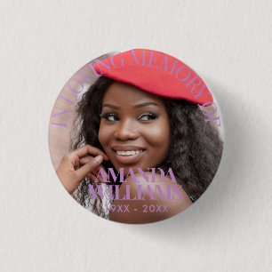 Lavender Purple Personalised Photo Memorial 3 Cm Round Badge