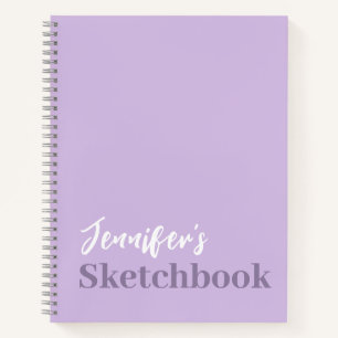 Lavender Purple Personalised Sketchbook With Name Notebook