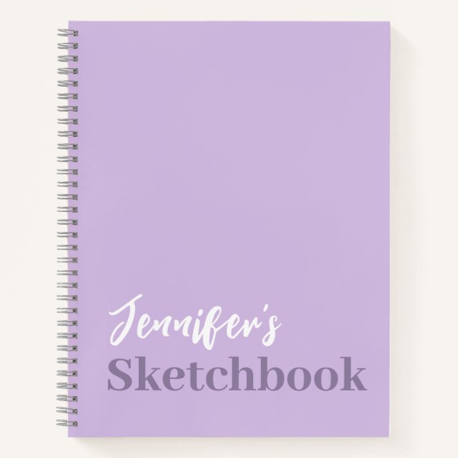 Lavender Purple Personalised Sketchbook With Name Notebook (Front)