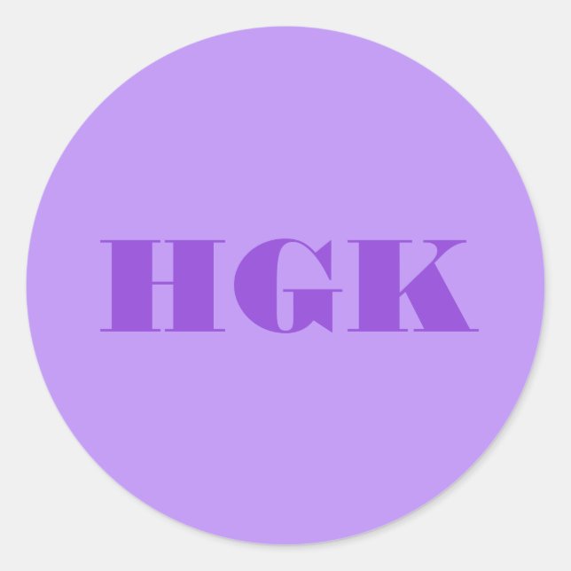 Lavender Purple Personalizable Monogram  Classic Round Sticker (Front)