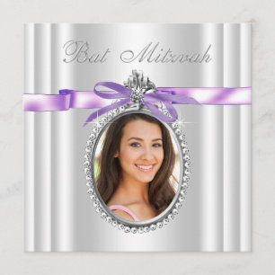 Lavender Purple Photo Bat Mitzvah Invitation