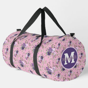 Lavender Purple Pink Floral Orchids Large Duffle Bag
