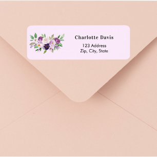 Lavender purple pink roses flowers return address