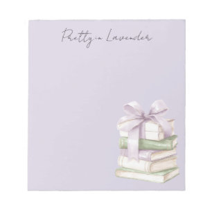 Lavender Purple Pistachio Green Books Notepad