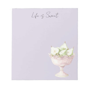 Lavender Purple Pistachio Green Pears Fruit Notepad