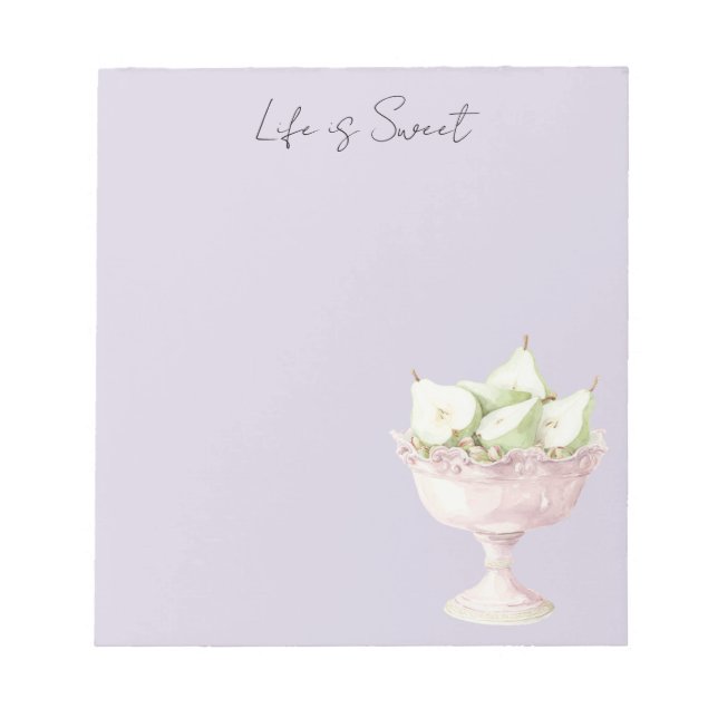 Lavender Purple Pistachio Green Pears Fruit Notepad (Front)