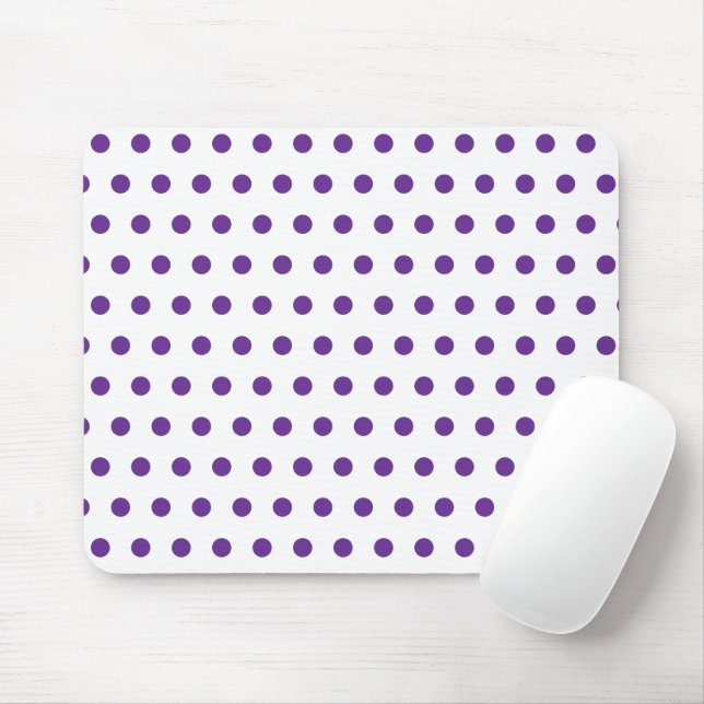 Lavender Purple Polka Dot Pattern White Mouse Mat (With Mouse)