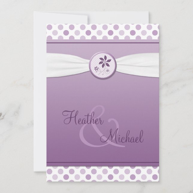 Lavender Purple Polka Dot Wedding Invitation (Front)