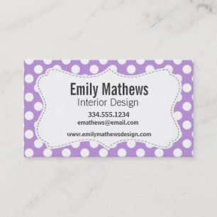 Lavender Purple Polka Dots Business Card