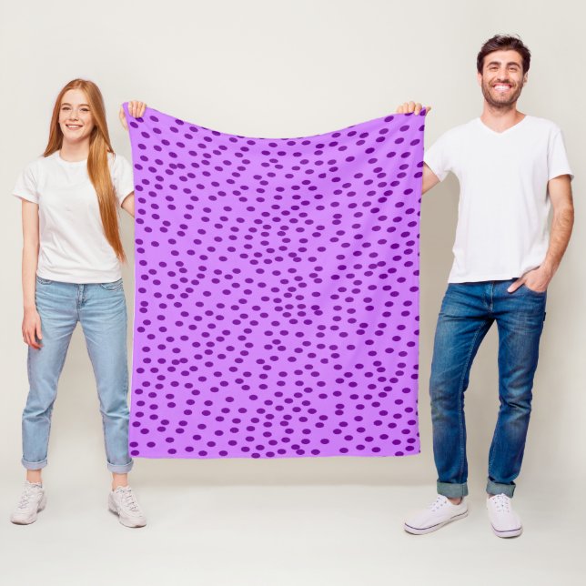 Lavender Purple Polka Dots  Fleece Blanket (In Situ)