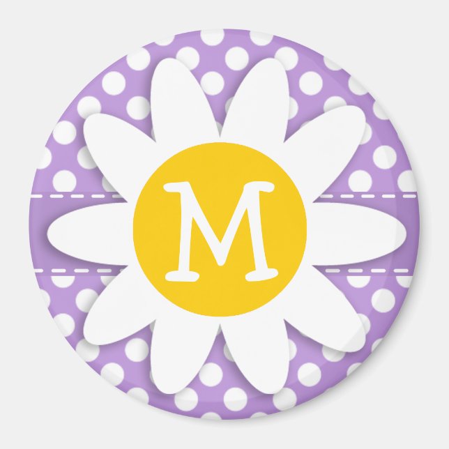 Lavender Purple Polka Dots Magnet (Front)