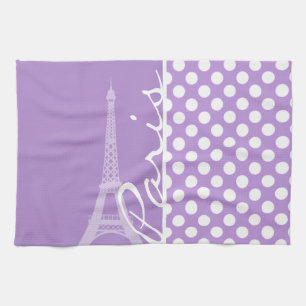 Lavender Purple Polka Dots; Paris Tea Towel