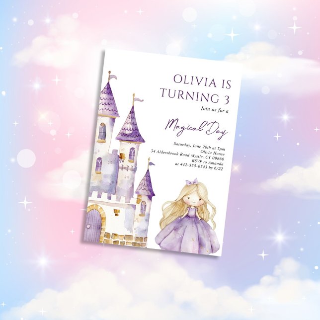 Lavender Purple Princess Birthday Invitation (Creator Uploaded)