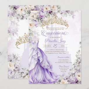 Lavender Purple Princess Fairytale Quinceañera Invitation