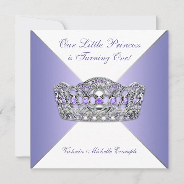 Lavender Purple Princess First Birthday Party Invitation (Front)