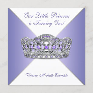 Lavender Purple Princess First Birthday Party Invitation