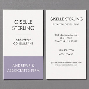 Lavender Purple Professional Corporate Modern Business Card