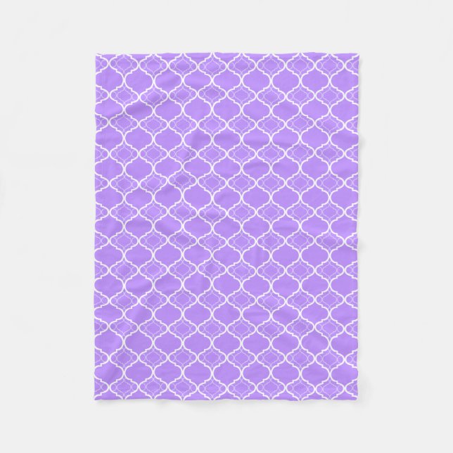 Lavender Purple Quatrefoil Geometric Pattern Fleece Blanket (Front)