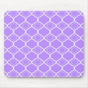 Lavender Purple Quatrefoil Geometric Pattern Mouse Mat