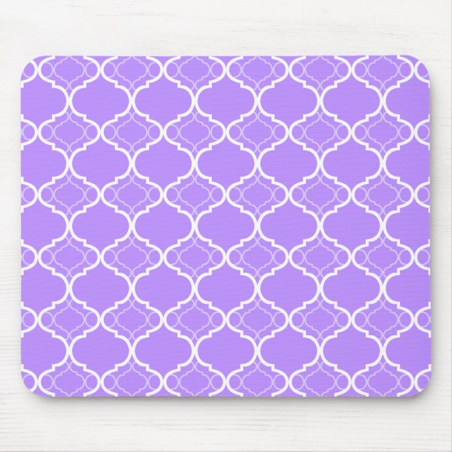 Lavender Purple Quatrefoil Geometric Pattern Mouse Mat (Front)