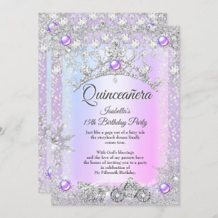 Lavender purple Quinceanera 15th Winter Carriage  Invitation