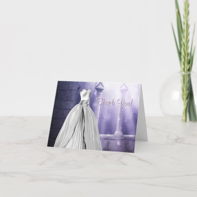 Lavender Purple Quinceanera Thank You Cards (Front)