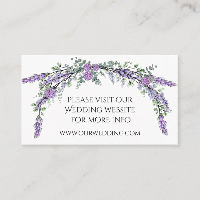 Lavender Purple Rose and Eucalyptus Enclosure Card (Front)