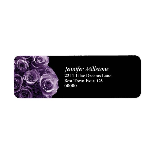 Lavender Purple Rose Bouquet Wedding Return Address Label