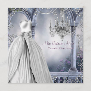 Lavender Purple Rose Chandelier Quinceanera Invitation
