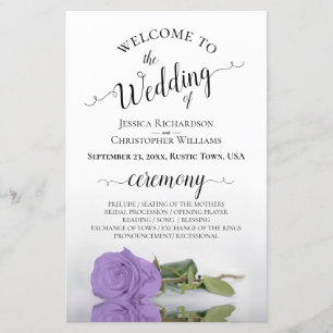 Lavender Purple Rose Chic Budget Wedding Program