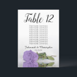 Lavender Purple Rose Table Seating Chart Large<br><div class="desc">These beautiful table number cards will make it easy for your guests to find their seats at your wedding reception. They feature a simple yet elegant design with script calligraphy lettering and a single long-stemmed lavender purple coloured rose lying on its side reflecting in water. The card includes a seating...</div>
