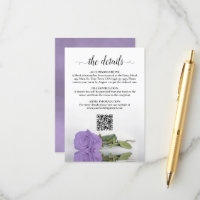 Lavender Purple Rose Wedding Details QR Code