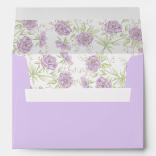 Lavender Purple Rose Wedding Envelope