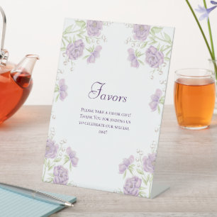 Lavender Purple Rose Wedding Favors Sign