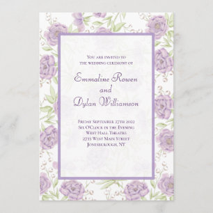 Lavender Purple Rose Wedding Invitation