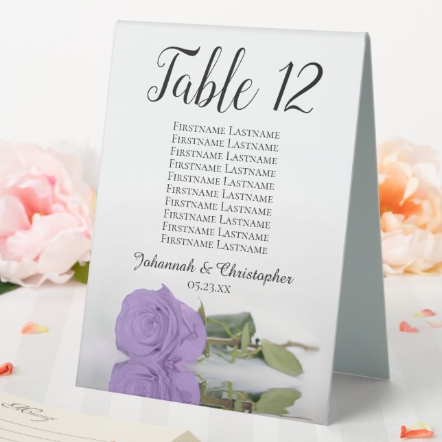Lavender Purple Rose Wedding Number Seating Chart (In SItu (Wedding))