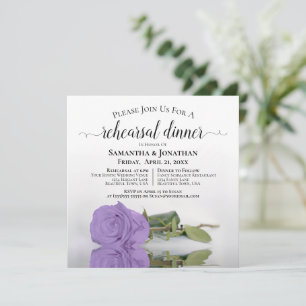 Lavender Purple Rose Wedding Rehearsal & Dinner Invitation