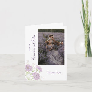 Lavender Purple Rose Wedding Thank You Cards Photo