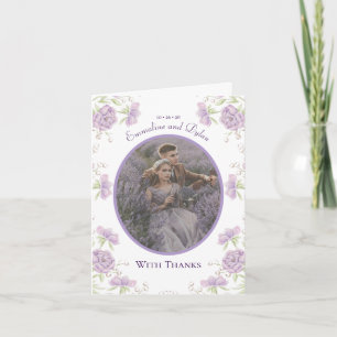 Lavender Purple Rose Wedding Thank You Cards Photo