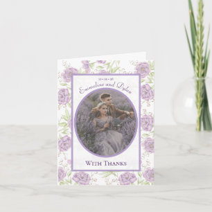 Lavender Purple Rose Wedding Thank You Cards Photo