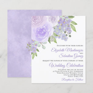 Lavender Purple Roses BUDGET Wedding Invitation