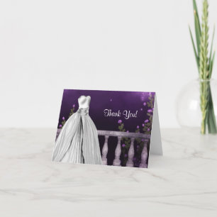 Lavender Purple Roses Quinceanera Thank You Cards